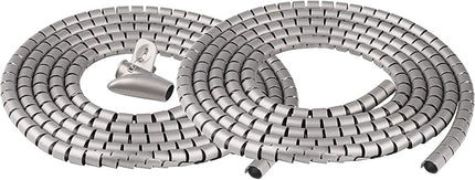 Cable Management Sleeve 19.7ft Cable Organizer Coiled Tube Wire Wrap Cable Sleeve for Home Office PC TV Silver