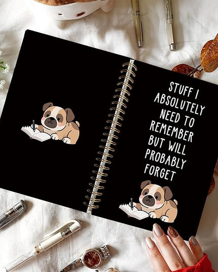 LIANGW Funny Boxer Dog Notebook Journal Gifts for Women & Men, Gifts for Boxer Dog Lovers Notebooks, Funny Gifts for Coworkers, Black Hardcover Spiral Notebook 5.5x8.3 Inch