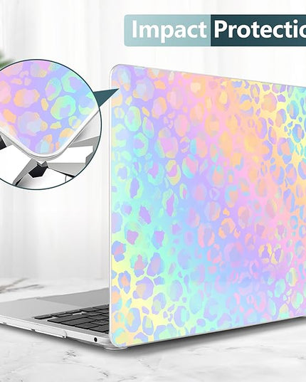 DONGKE Compatible with MacBook Pro 13 inch Case 2024 2023-2020 Release A2338 M2/M1 A2251 A2289 with Retina Display & Touch ID, Plastic Hard Shell & Keyboard Cover & Screen Film - Leopard Print