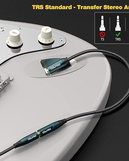 SOLMIMI 1/4 to 1/8 Headphone Adapter, 4 Feet 6.35mm Male to 3.5mm Female TRS Stereo Audio Jack Adapter Cable for Mixer Guitar Amp Piano Keyboard Amplifier Headphone Speaker (4Ft/1.2M)