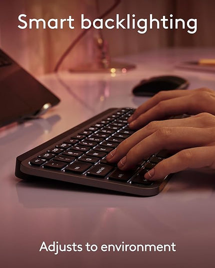 Logitech MX Keys Mini for Mac Minimalist Wireless Keyboard, Compact, Bluetooth, Backlit Keys, USB-C, Tactile Typing, Compatible with MacBook Pro,MacBook Air,iMac,iPad - Space Grey