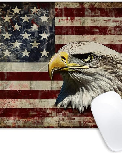 Square Mouse Pad Fierce Eagle and National Flag -3,Gaming Mouse Pads for Desk,Soft Computer Waterproof Non-Slip Mouse Mat