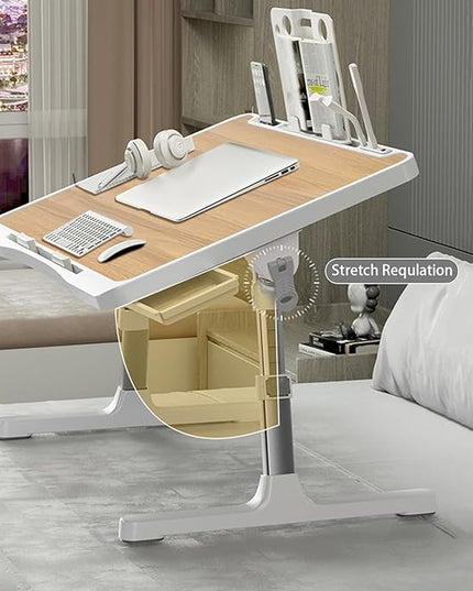 Laptop Desk for Bed, Adjustable Beds Table with USB Charge Port, Foldable Laptop Table with Storage Drawer, Portable Laptop Bed Desk Tray for Eating Working Writing Reading (Yellow)