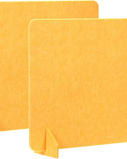 PATIKIL Desk Divider, 2 Set 24 x 24 Inch Acoustic Freestanding Desk Divider Desk Privacy Panel with 4 Pcs Support Feet for Library Office Workstation, Yellow