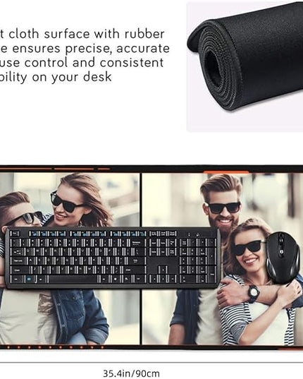 Custom Large Mouse Pad with Photo Personalized Desk Pad Add Your Picture Text Logo Mouse Mat Customized Game Mousepad for Office Computer (16x35.5in / 40 x 90cm)