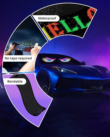 2pcs Devil Eyes Light for Windshield,14“*4”Programmable Flexible LED Display with Remote/App Control,Custom Animations, Patterns & Text,for Store、Cars、 Trucks