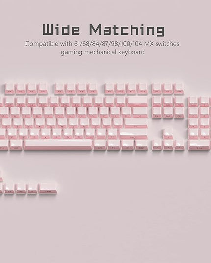 Womier Jelly Keycaps-Crystal Cute Keycaps Pink 60 65 75 100 Percent, Side Printed Elegant Key caps Custom113 Keys, OEM Profile for 61/68/84/87/98/100 Cherry Gateron MX Mechanical, Pink