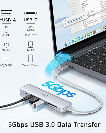USB C Hub HDMI Adapter for MacBook Pro/Air, 7 in 1 USBC Dongle with HDMI, SD/TF Card Reader, USB C Data Port,100W PD, and 2 USB 3.0 Compatible for MacBook Pro/Air, Dell XPS, Lenovo Thinkpad.