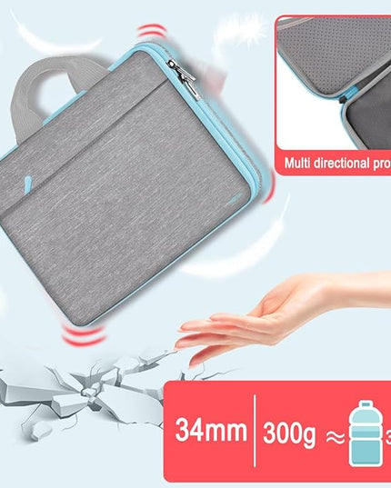 Hseok Laptop Case 13.3-14 inch Briefcase Handbag, Water-Resistant and Shockproof Computer Sleeve Compatible with MacBook Pro 14", Mac Air/Pro 13.3" and 13"-14" Notebooks Chromebooks,Light Gray-Blue