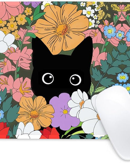 Black Cat Square Mouse Pad,Non-Slip Rubber Base Mouse Pad,Home Office Decoration Desktop Accessory,Laptop Mouse Pad for Office Laptops,9.4x7.8x0.12inch 4