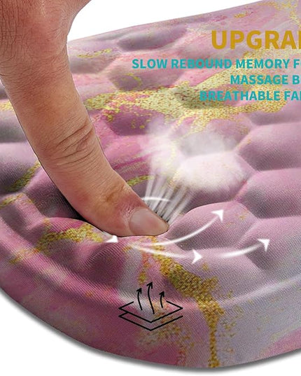 Hokafenle Ergonomic Mouse Pad Wrist Support, Wrist Rest Mousepad for Carpal Tunnel Pain Relief with Integrated Memory Foam Slope Massage Bulge (11.8x7.9 inch,Pink Gold Marble