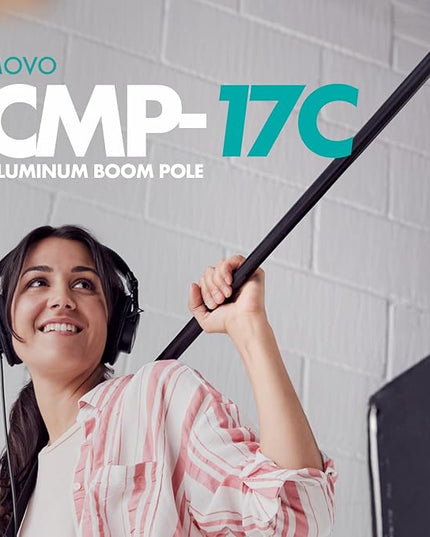 Movo CMP-17C Professional 9.8' Aluminum Boom Pole for Shotgun Microphones with Internal XLR Cable – Compatible with Rode NTG Series, Sennheiser MKE600, Audio-Technica AT875R & More