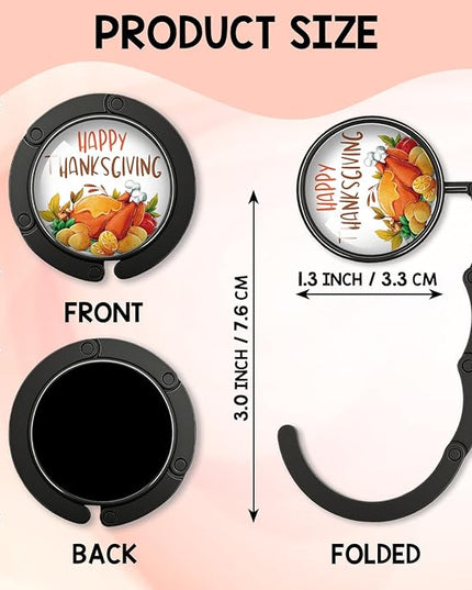 YAZMEEN Thanksgiving Turkey Foldable Purse Hook for Table, Happy Thanksgiving, Women's Handbag Hanger Holder, Portable Purse Table Hanger, Funny Desk Hook Gifts for Women Mom Wife Sister Friend BFF