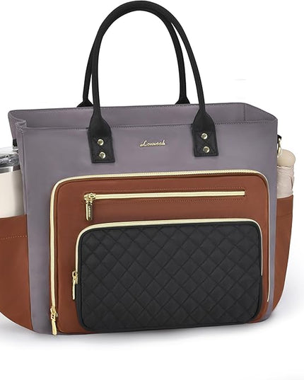LOVEVOOK Teacher Tote Bag for Women Work, Laptop Bag Nurse Bags With Large Cup Holder, Professional Computer Briefcase Business Handbag, Diaper Bag Mother Gift, 15.6 Inch
