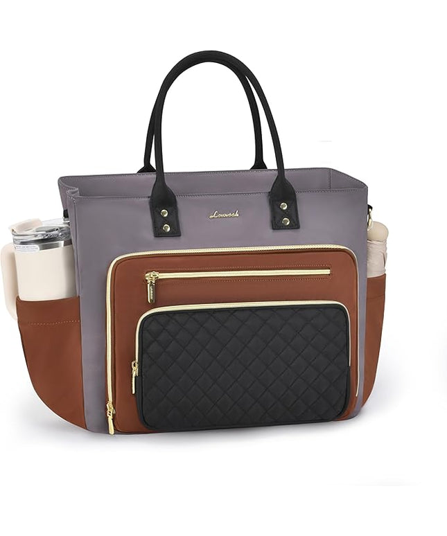 LOVEVOOK Teacher Tote Bag for Women Work, Laptop Bag Nurse Bags With Large Cup Holder, Professional Computer Briefcase Business Handbag, Diaper Bag Mother Gift, 15.6 Inch