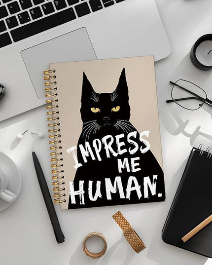 Funny Cat Notebook Journal, Black Cat Spiral Notebook, Black Cat Gifts, Cat Notepad, Cat Gifts for Cat Lovers, College Ruled Spiral Notebook 80 Sheets -160 Pages 5.5x8.3 Inch