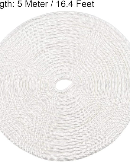 uxcell Insulation Braid Sleeving,3mm/0.12 Inch-5m/16 Feet High Temp Fiberglass Sleeve White