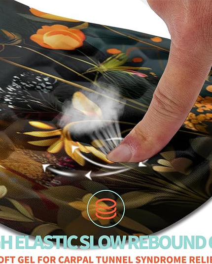 Ergonomic Mouse Pad Wrist Support with Memory Foam Massage Bulge, Carpal Tunnel Pain Relief Mousepad Wrist Rest for Mouse(12x8 inch, Midnight Forest)