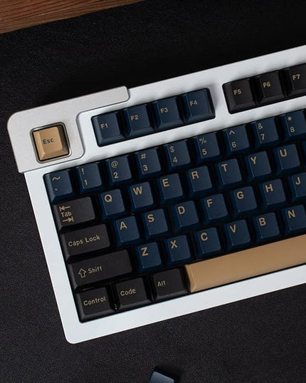 Sumgsn 163 Keys Double Shot Keycaps Cherry Profile Blue Samurai Keycaps for 61/64/87/104/108 Cherry Mx Switches ISO ANSI Layout Mechanical Keyboard