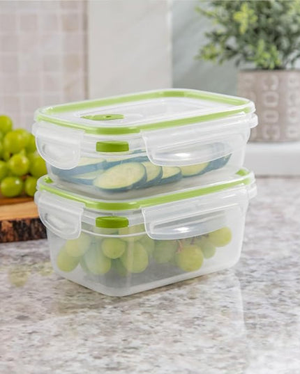 Sterilite Ultra-Seal 3.1 Cup Rectangle, Airtight Food Storage Container, Latching Lid, Microwave and Dishwasher Safe, Clear With Green Gasket, 12-Pack