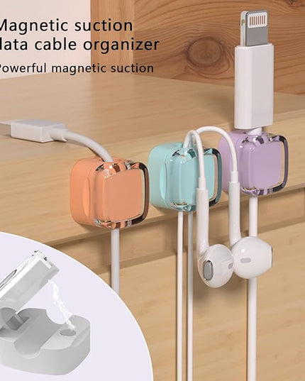 IFNOW 6 Pack Magnetic Cable Clips Cord Organizer Mixed Color Self Adhesive Cord Holder Under Desk Cable Management for Home,Office,Car,Desk,Nightstand