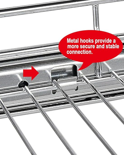 OCG 2 Tier Pull Out Cabinet Organizer (7.5" W x 21.5" D), Pull Out Drawers for Kitchen Cabinets, Pull Out Shelves for Base Cabinet Organization in Kitchen Bathroom Pantry, Chrome Finish