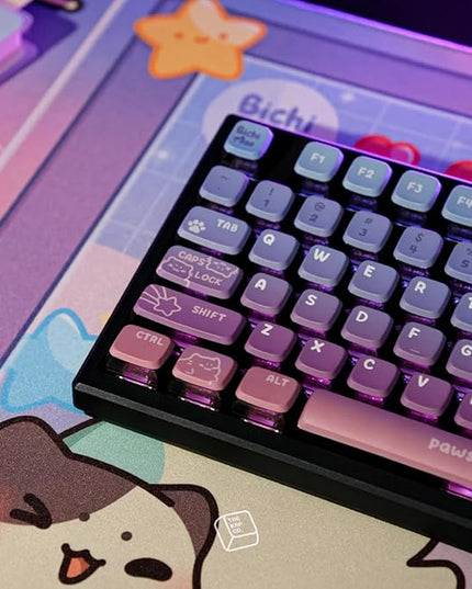 Bichi Mao Gradient Color Custom Keycaps,120 Keys ASA PC PBT Keycap Set, Dye Sub Shine Through 4-Sided Crystal Key Caps, Universal Compatiability Keycaps for MX Switches Mechanical Keyboard