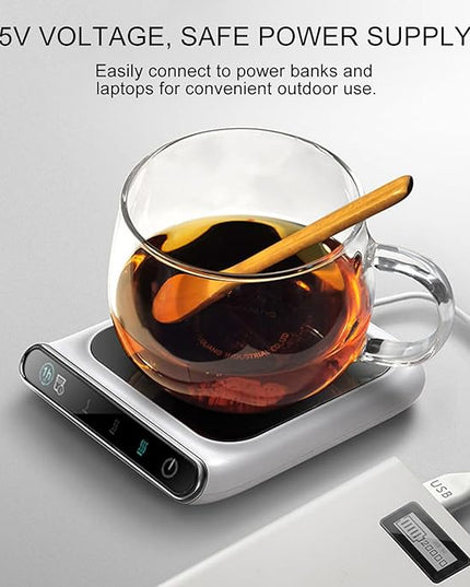 USB Thermostatic Heated Coaster, Stable Cup Support, 5V-2A, Coffee Mug Warmer, Heated Plate, Easy to Use and Clean, for Home Kitchen Office Travel Coffee Lovers, Tea Enthusiasts