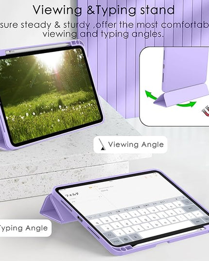 ZryXal iPad Pro 11 Inch Case (M5) 2025/ (M4) 2024 (Model: A2836/A2837/A3006), Trifold Stand Smart Cover with Pencil Holder and Soft TPU Back, Auto Wake/Sleep (New Clove Purple)