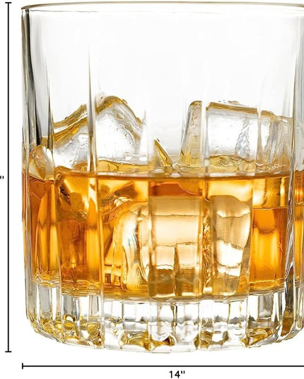 LEMONSODA Double Rock Old Fashioned Whiskey Glasses - Set of 36 Cocktail Glasses (12 fl. oz.) (Lines) [2067] (Set of 36)