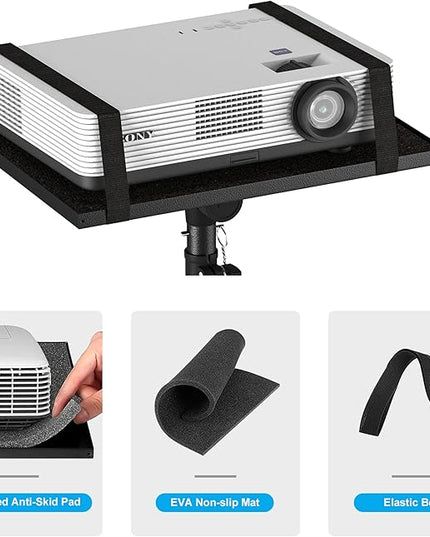 Projector Stand Tripod Adjustable, Laptop Height from 23.5 to 46.5 inches with Gooseneck Phone Holder, Floor for Office, Home, Stage, Studio, DJ Racks Holder Mount, 23.5inch-46.5inch