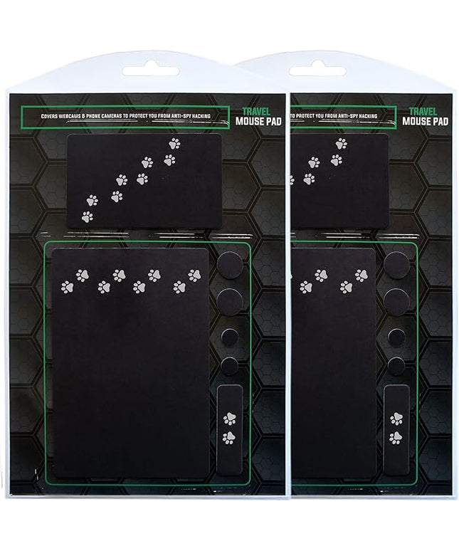 Mouse Pad Adhesive Bottom - Sticks to Any Surface - Portable - Webcam Covers Included (2 Pack - Dog PAW)