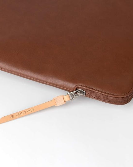 Comfyable Slim Protective Laptop Sleeve Compatible with 13/13.3/14 Inch MacBook Air & MacBook Pro, Mac Travel Case, Laptop Pouch, Slim PU Leather Cover M5/M4/M3/M2/M1 2025-2021, Brown