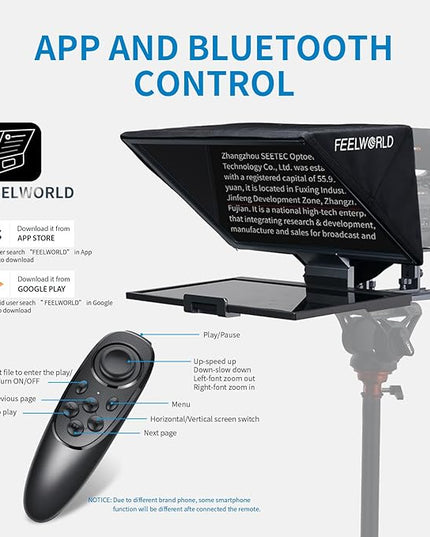 FEELWORLD TP16 16 Inch Folding Teleprompter for Up to 16" Tablet Horizontal Vertical Prompt for Live Streaming Interview Speech Online Teaching Vlogger with APP Remote Control Carry Case