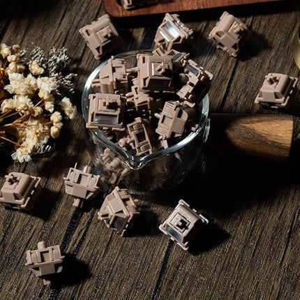 Gateron Chocolate Smoothie Mechanical Keyboard Switches，RGB LED Heavy Tactile 5 Pin Pre-lubed 55gf Switches for MX Mechanical Keyboard (70PCS)