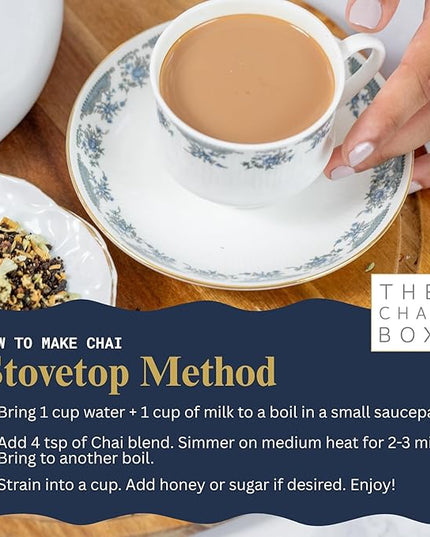 The Chai Box Loose Leaf Masala Chai - Gluten & Caffeine Free | Organic Rooibos Tea made with Ginger, Clove, Cinnamon, Cardamom, Fennel (Pack of 1) 2.5 oz | Makes 25 Cups | Small Batch Loose Leaf Tea with Whole, Premium Spices