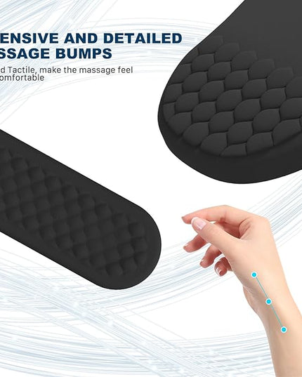 Ergonomic Mouse Pad and Keyboard Wrist Rest with Massage Design, Space-Saving Mouse Pad Wrist Support, Memory Foam Wrist Rest with Non-Slip PU Base for Computer Desk, Black