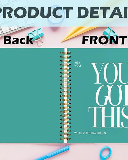 Yhtrg You Got This Inspirational Notebooks Journal, Green Motivational Spiral Journal Notebook for Women, Green Motivational Positive Notebooks for Office School Supplies, 5.5x8.3 Inch