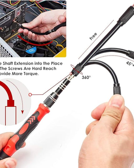 SHARDEN Precision Screwdriver Set, 122 in 1 Electronics Magnetic Repair Tool Kit with Case for Repair Computer, iPhone, PC, Cellphone, Laptop, Nintendo, PS4, Game Console, Watch, Glasses etc (Red)