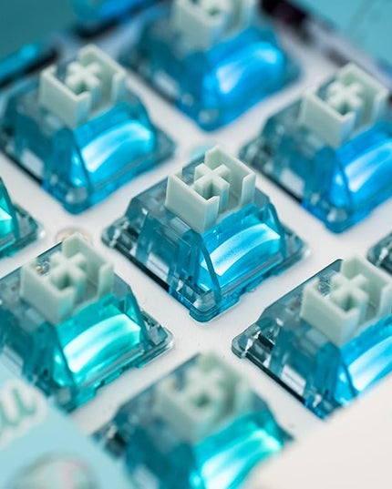 Akko Creamy Cyan Clicky Switch with LED Diffuser for Backlit Mechanical Keyboard - 5-Pin 50gf Pre-Lubed with Standard MX Structure for Gaming (45pcs)