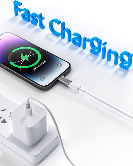 MFi Certified USB C to Lightning Adapter 4-Pack, 27W Fast Charging & Data Sync, Lightning to USB Type C Cable Adapter Compatible with iPhone 14/13/12/Pro/Max, iPad, AirPods, with Anti-Loss Lanyard