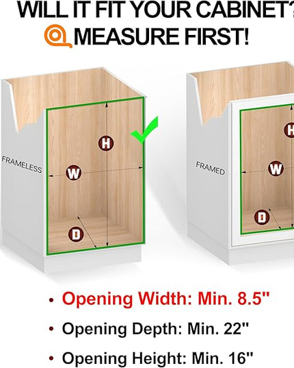 JOWBOOW (8" W x 22" D 2-Tier Narrow Cabinet Pull Out Shelves | Heavy Duty Slide Out Shelves for Kitchen Cabinets, 22 Inch Deep Under Cabinet Organizer, Chrome
