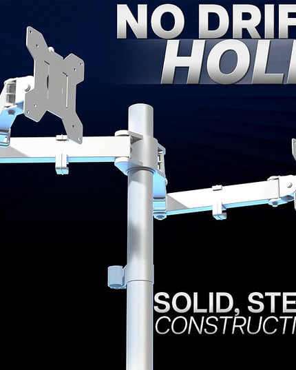 VIVO Dual Monitor Desk Mount, Heavy Duty Fully Adjustable Stand, Fits 2 LCD LED Screens up to 32 inches, White, STAND-V032W