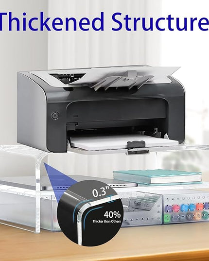 OPNICE Acrylic Clear Desk Organizers and Accessories, 2-Tier Computer Monitor Stand Riser with Drawer, Laptop Stand, Office Desk Accessories for Office Supplies, Transparent