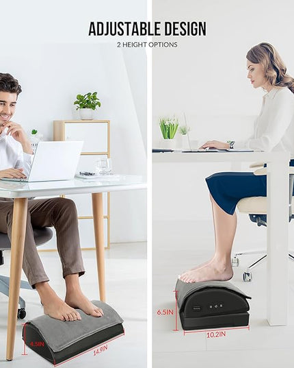 Snailax Foot Rest Under Desk at Work, Heated Under Desk Foot Stool with Double Layer Adjustable Height, Feet Warmer with Vibration Massage, Ergonomic Gaming Home Footstool for Lumbar Back Knee Pain