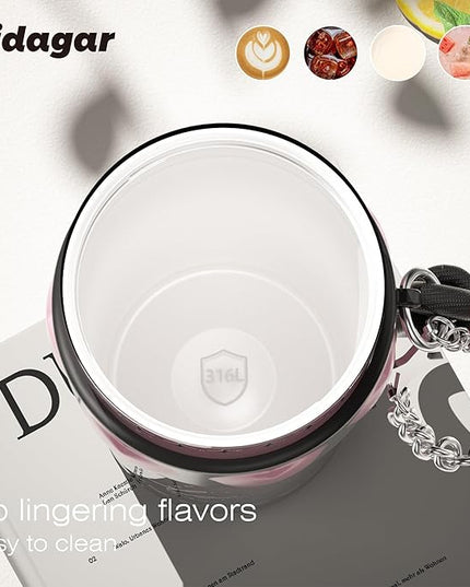24 oz Stainless Steel Tumbler with Lid and Straw, Insulated Coffee Mug, Leak Proof, Portable Iced Travel Water Bottle, Reusable Thermal Coffee Cup Gift for Women, Black