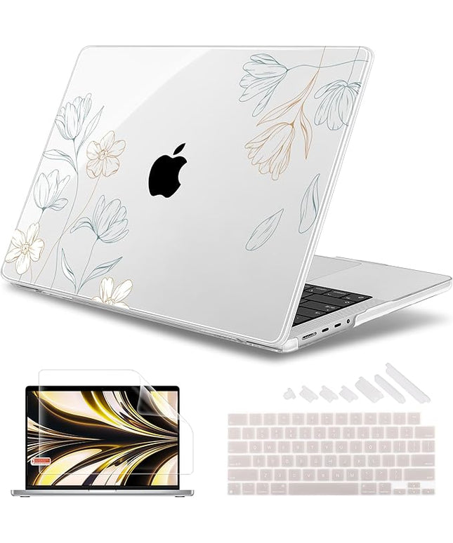 May Chen Case for MacBook Pro 14 inch, Models A2442 A2779 A2918 A2992 A3401 A3185 A3112 A3434, M1 M2 M3 M4 M5 Chip (2021-2025 Release), Plastic Hard Shell Case with Keyboard Cover, Floral