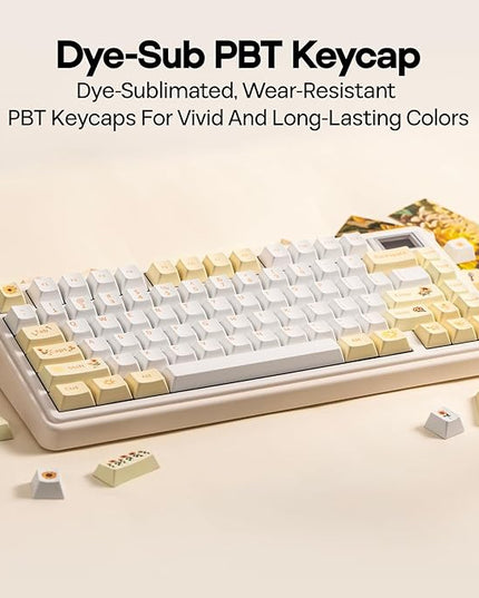 EPOMAKER Sunflower PBT Keycaps, 133 Keys, Cherry Profile, Dye Sublimation, ISO/ANSI Layout, 60%/75%/96%/Full Size, Custom Keyboard Keycaps Set for Mechanical Gaming Keyboard
