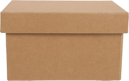 Kraft Storage Box with Lid Thickened Paperboard Document Organizer Sundries Storage Container Portable Desktop Organizer for Office