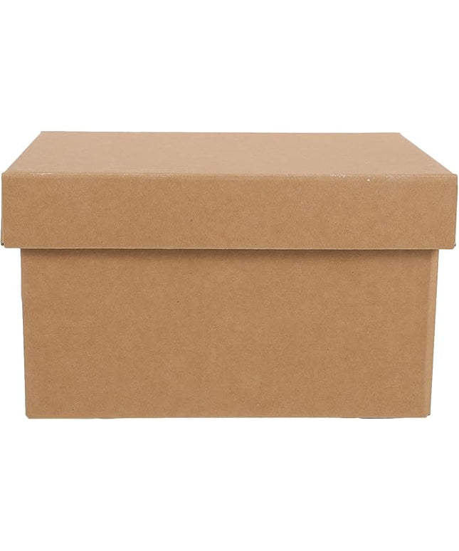 Kraft Storage Box with Lid Thickened Paperboard Document Organizer Sundries Storage Container Portable Desktop Organizer for Office